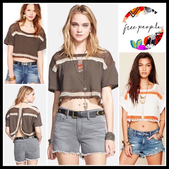 FREE PEOPLE KNIT CROP TOP ENVELOPE BACK TEE A2C - Picture 8 of 8